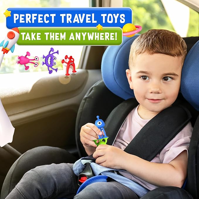 Baby Bath Toys Suction Toy: No Hole Bath Toy for Baby Toddlers - Kids Mini Sensory Fidget Suction Cup Toys for Boys Girls - Window Building Toy Gifts Christmas Stocking Stuffers for Kids (Ages 3+)