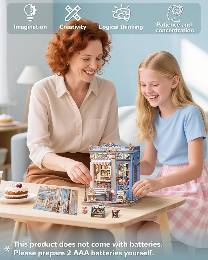 Book Nook Kit, DIY Miniature House Kits for Adult and Teens, Dollhouse Tiny Booknook Garden House Bookshelf, DIY Craft Gifts for Family and Friends (Sweet Marie)