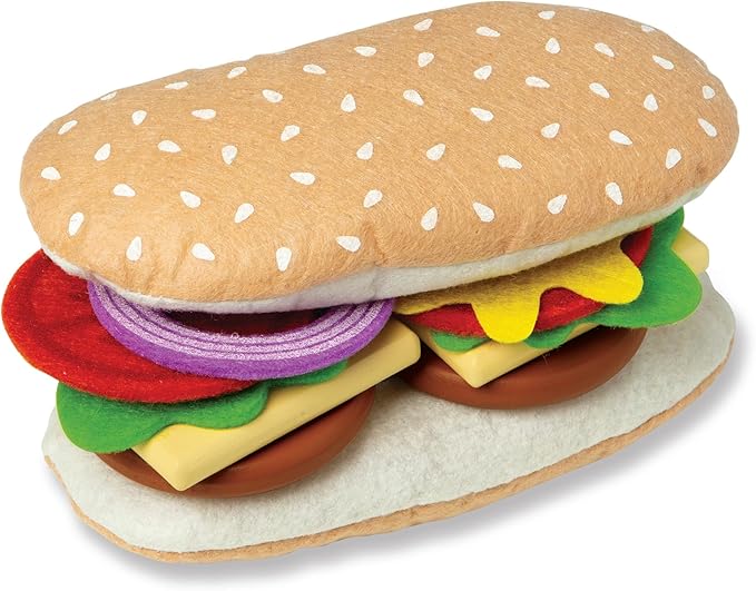 Melissa & Doug Slice-Stack-Serve, Wooden Sandwich Counter Pretend Play Store with Play Food Toys, Play Money & Deli Slicer, Preschool Toys for Kids 3+