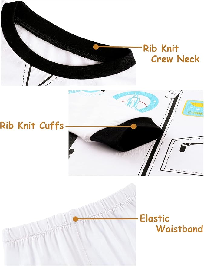 A&J DESIGN Pure Cotton Printed Pjs for 2-14 Years Kids, 2-Piece Long-Sleeved Pajamas Set