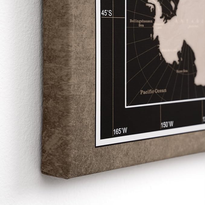Canvas World Map with Cork Pin Board - English Lettering - Decorative Wall Decoration for All Rooms - Canvas Pictures with World Map Motif (150x100 cm, Pattern 5)