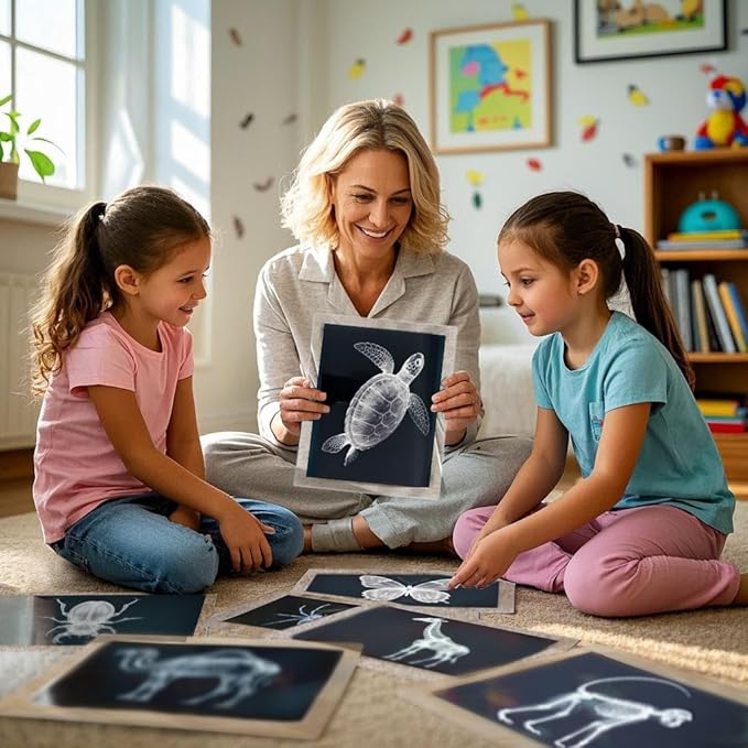 15 Animal X-ray Sets, Children's Education Science Sets, Exploring Bone Structure, Light Table Accessories in Light and Shadow Areas.