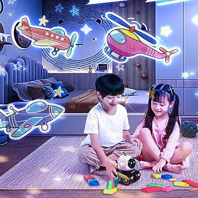 Kids Cartoon Projector Lamp, Story Projector for Kid, 12 Slides+360° Rotation Silent Kids Night Light, Christmas Birthdays Gifts, Unique Stylish Projectors Lamp with Cartoon Images