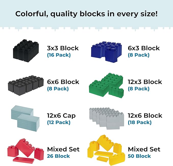 EverBlock 12” x 6” Full Size Plastic Modular Bulk Pack | 18 Piece Pack | Giant Building Blocks | Easy to Connect & Reuse | Indoor & Outdoor Use | Build Displays & Structures | White