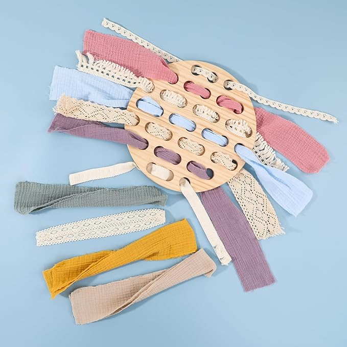 Montessori Lacing Silk Boards Natural Loose Parts Play Materials for Kids Weaving Board Toddler Wooden Lacing Toys Open Ended Play