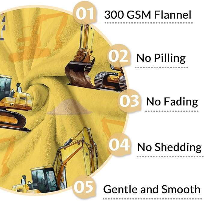 Kids Blanket Excavator Throw Blankets for Kids Adults, 30x40 Inches Cozy Soft Cute Digger Decor Throw for Sofa Couch Bedroom Office