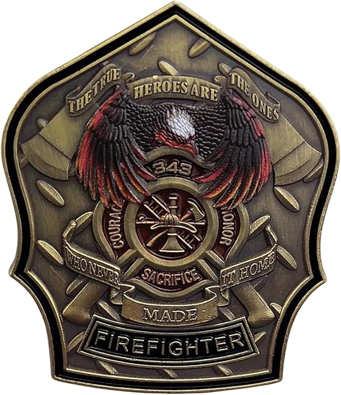 Firefighter Challenge Coin – Military Challenge Coin – Firefighter Coins Prayer Challenge Coins – Thin Red Line – Commemorative Firemen Souvenir Gift –Thank You for Your Service
