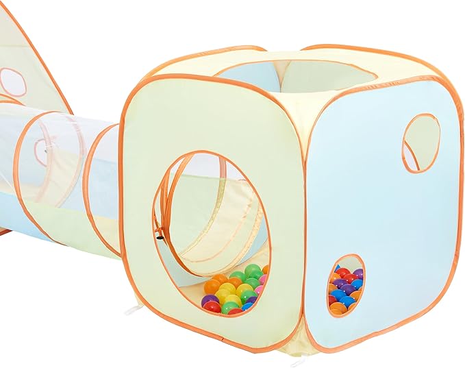 UTEX Kids Play Tent with Tunnel, 3 in 1 Pop Up Play Tent, Play Crawl Tunnel for Toddler, Boys, Girls, Indoor& Outdoor Play House Target Game with 6 Dart Balls