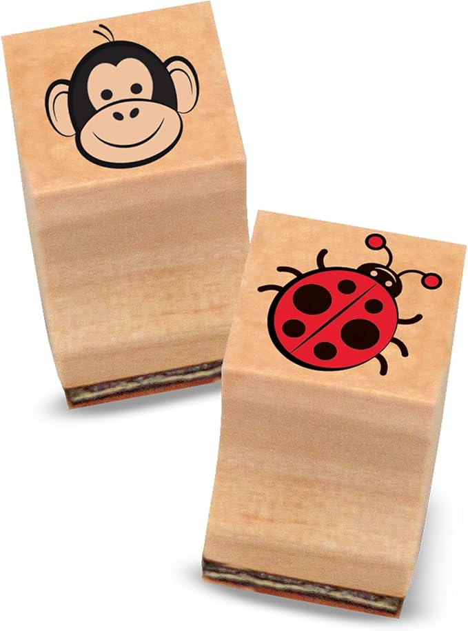 Melissa & Doug Wooden Stamp Set, Favorite Things - 26 Wooden Stamps, 4-Color Stamp Pad