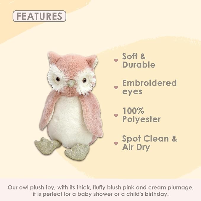 MON AMI Ava The Owl Stuffed Animal – 13”, Soft & Cuddly, Owl Plush Toy, Use as Toy/Nursery Room Décor, Great for Kids of All Ages