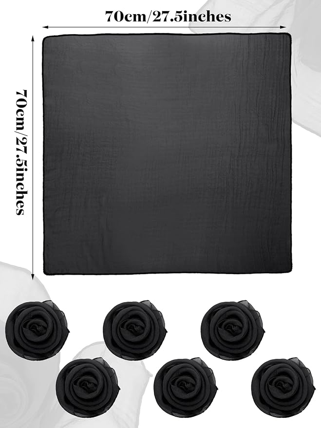 Boao 6 Pieces Chiffon Scarf 1950s Square Neck Head Scarfs Vintage Soft Polyester for Women Lady