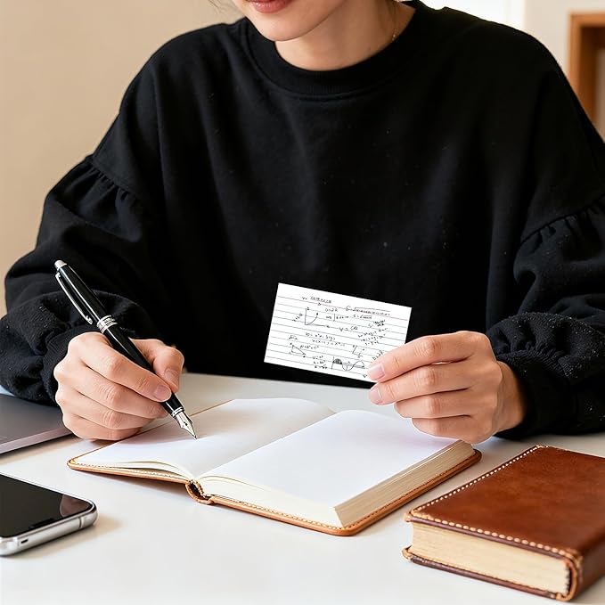 400 Count Index Cards 3x5 Inch - 180gsm Heavyweight White Flash Card (50 Sheets Each), Durable & Portable Note Taking for Students, Teachers, Study Flashcards for School Office Home