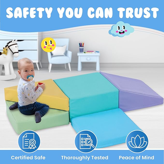 New Bounce Toddler Climbing Toys - Soft Play Set for Kids - Foam Climbing Blocks - Safe Soft Gym Equipment - Great for All Ages