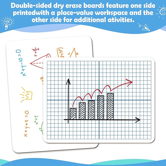 Dry Erase XY Axis Graph Whiteboard,9" x 12" Interactive Learning Coordinate Grid Double-Sided Dry Erase Board,Math Manipulatives White Board for Students,Classroom and Home,Small White Board Dry Erase