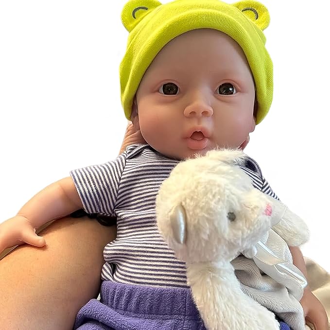 YIQI 18.5 inches Full Silicone Newborn Baby Doll not Vinyl Soft Silicone Baby Lifelike Reborn Doll Present Collectible Washable (Ivory White)