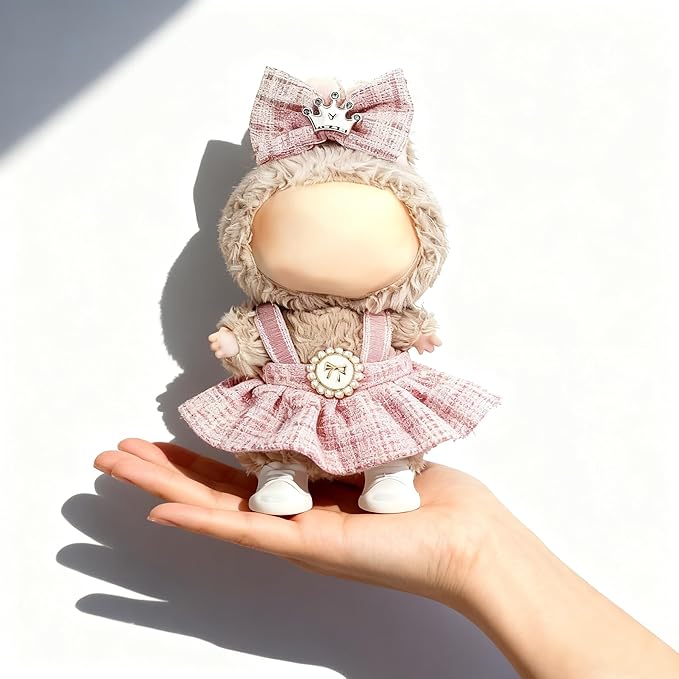 Clothes for LABUBU 17cm Doll (NO Doll), Outfit for LABUBU, Dress and Hairpin Set for LABUBU Dress Up, Fashion and Premium Dolls Accessories for LABUBU (Style B)