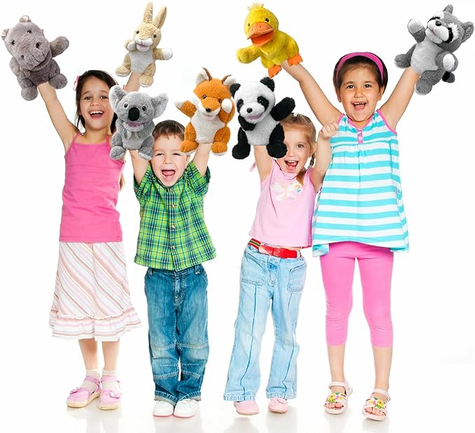 Hand Puppets Plush Panda Puppet,9" Hand Puppets for Kids Realistic Animal Puppets Panda Stuffed Animal Hand Puppets for Toddlers 3, Stuffed Panda Hand Puppets with Movable Mouth Role Gift