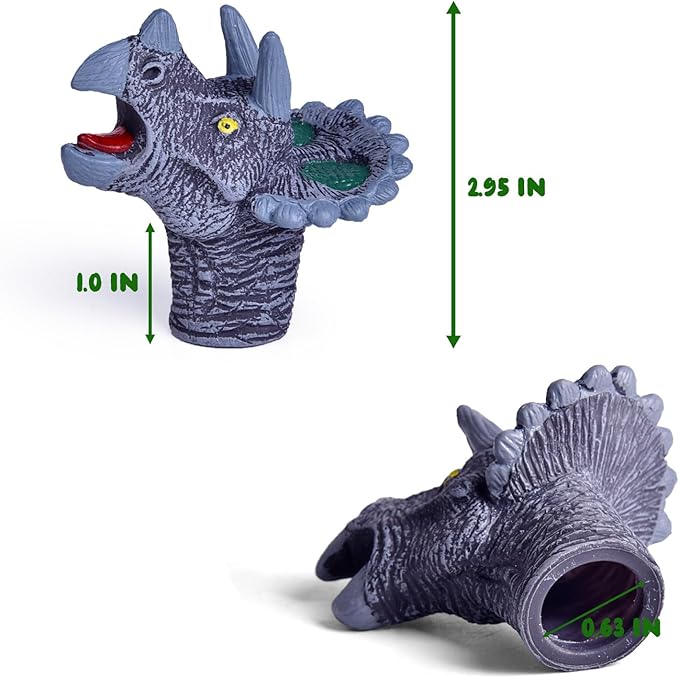 Fun Little Toys 10 Pcs Dinosaur Head Finger Puppets, Best Choice for Party Favors, Stocking Stuffers, Pinata Fillers and Goodie Bag Fillers