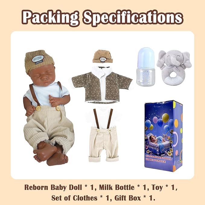 Boy 17.5 Inch, Full Silicone Baby Doll, Realistic Baby Dolls, Realistic Veins & Sleeping Pose, Not Vinyl, Reborn Baby Dolls Silicone Full Body, Gift Set