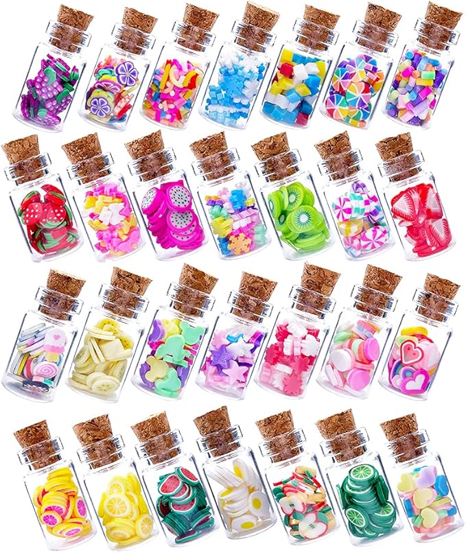 HKLMRO 30PCS Cute Miniature Dollhouse Food Jar Glass Bottle 1:12 Pretend Play Doll House Kitchen Decoration 1:6 Lovely Mini Fruit Simulation Scene Candy Snack Model Game Party Toy for Adults Teenagers