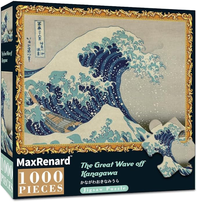 MaxRenard Game 1000 Pieces Jigsaw Puzzle for Adult Fine Art Collection Toy The Great Wave Off Kanagawa Puzzle