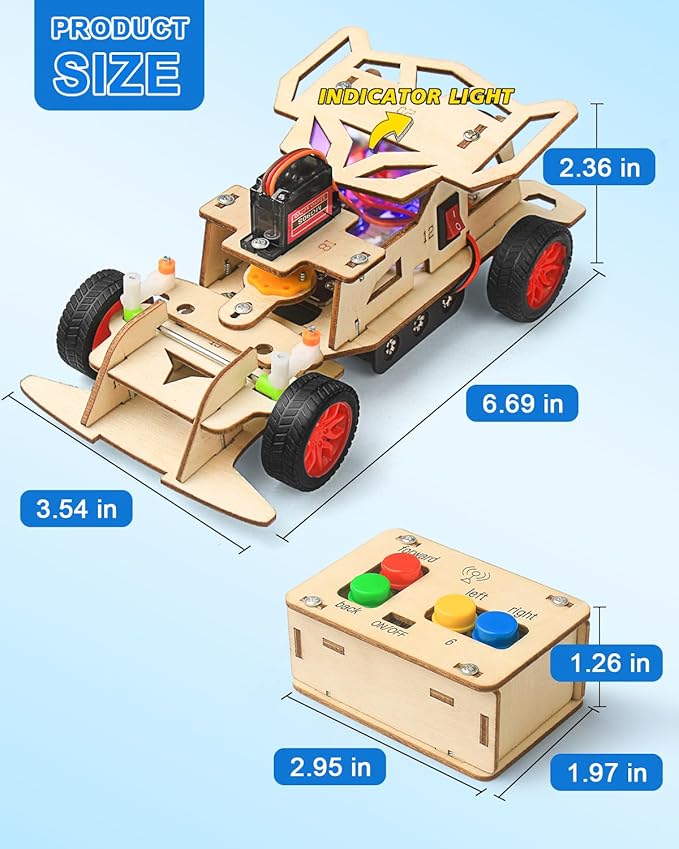 Poraxy STEM Kits for Kids 8-10, STEM Toys for Boys Age 8-12, Remote Control Car, Wooden 3D Puzzles 8-13 Science Projects Building Model, Birthday Gifts for 8 9 10 11 12 13 14 Year Old Teen Boys Girls
