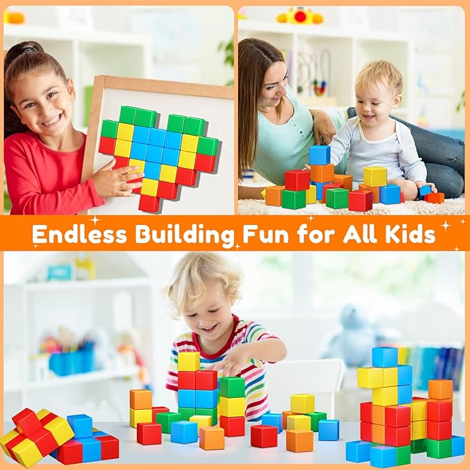 Magnetic Blocks for Toddlers Toys,1.42 Inch Building Blocks Toys for 3 4 5 6 7 8+Years Old Boys Girls, Magnetic Cubes for Kids STEM Montessori Toy Educational Sensory Magnet Toy for Kids Age 1-3 3-5