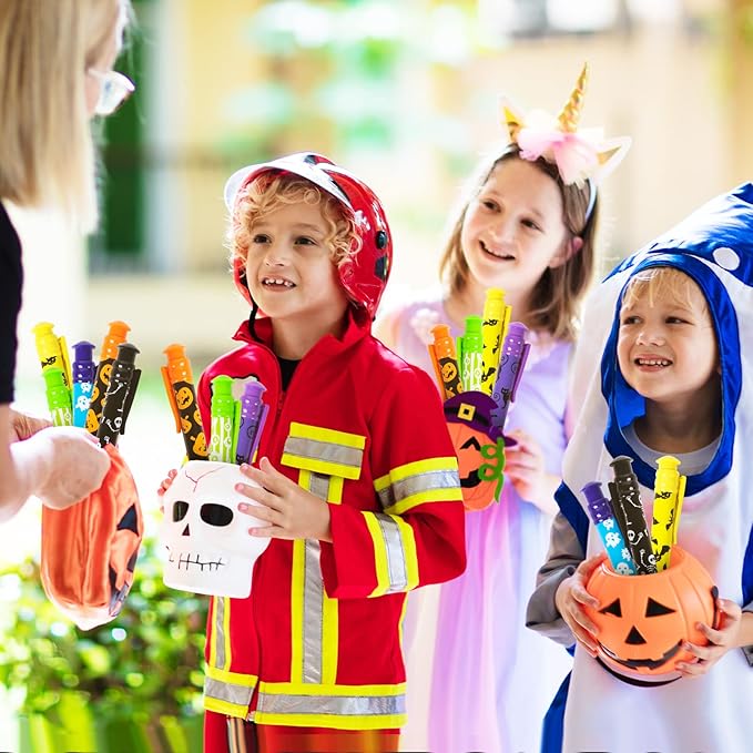 Shemira Halloween Party Favor for Kids, 24 Pcs Jumbo Pen in 6 Assorted Halloween Theme Designs for Trick or Treating,Goodie Bag Filler,Miniatures, School Classroom Rewards
