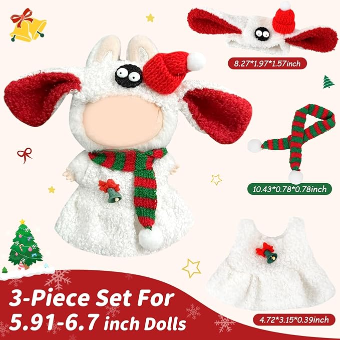 Doll Clothes 17cm/15cm Outfit Set Party Clothes High-End Fashion Outfits Suitable Accessories Christmas Cloak Halloween Premium Clothing 5.91-6.7 inch (No Doll) (LBB-261)