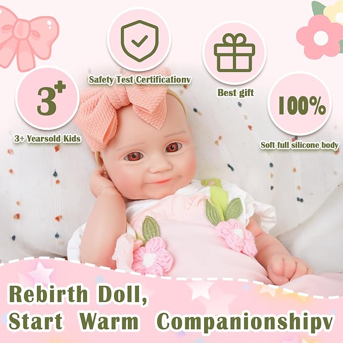 Special Edition, Girl 20 in, Full Silicone Baby Doll, Realistic Baby Dolls, Realistic Veins & Pose, Not Vinyl, Reborn Baby Dolls Silicone Full Body, Gift Set