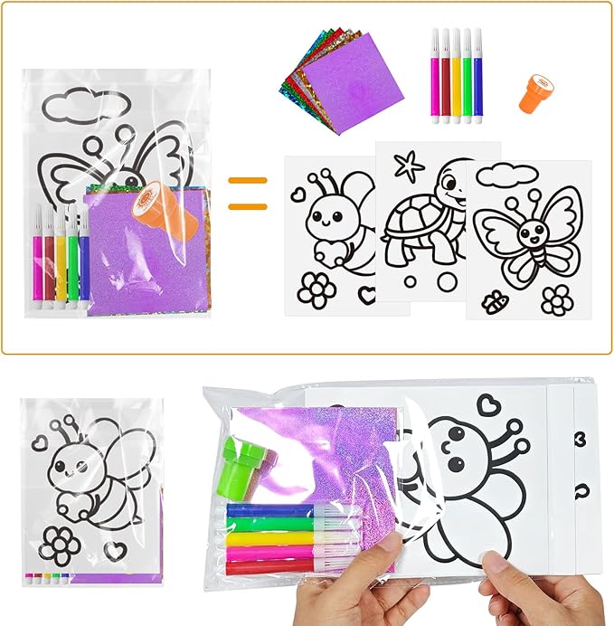 Cinrobiye 168 Pcs Foil Art Craft Activity, Coloring Books Bulk, DIY Creative Foil Activity Pages, Party Favors, Goodie Bag Fillers, Holiday and Travel Art Supplies
