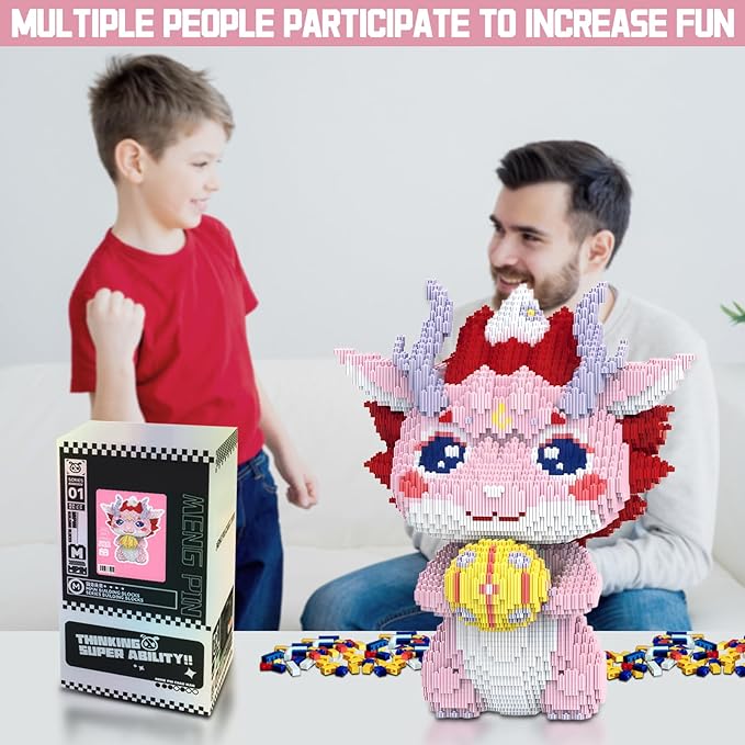 Pink Dragon Animal Mirco Building Block Sets Large Toys Gift for Adults and Kids 8100 Pieces