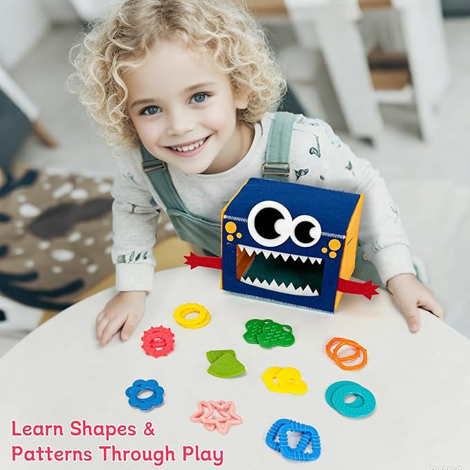 edusense Monster Tactile Sensory Toy for Toddlers 1-3 | 20 Textured Shapes | Fine Motor Skills & Shape Learning