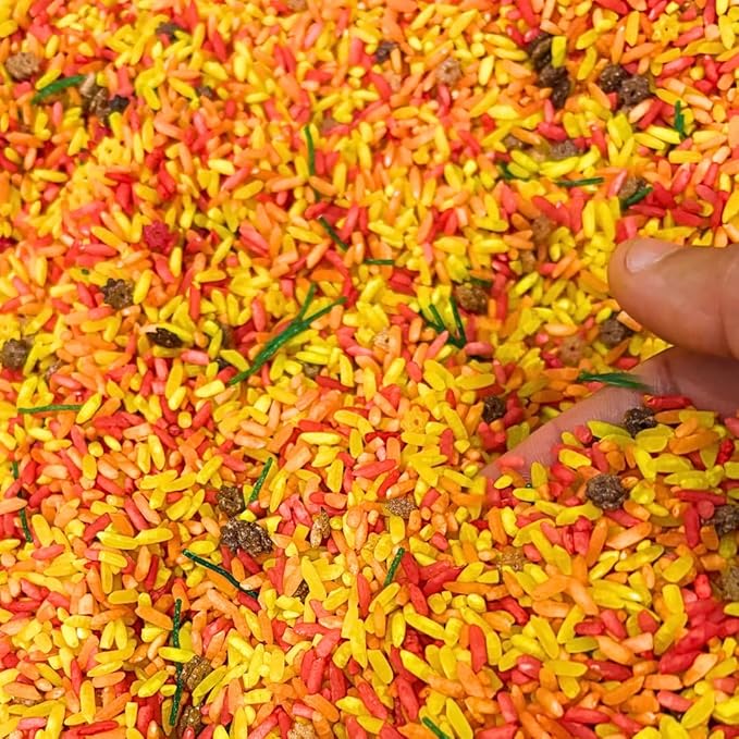 Fall Themed Colorful Rice | Fall Sensory Bin Filler for Sensory Table | Seasonal | Autumn Theme Activity | Engaging Rice Mix for Kids | Thanksgiving Present & Toddler Gift | 18 Months +