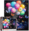 Tucocoo Little Girl Colorful Balloon Jigsaw Puzzle 1000 Piece, Butterfly Banksy Art Puzzles for Adults DIY Crafts Puzzle for Home Decor Gifts, 1000 Pieces Puzzles Family Challenging for Game Nights