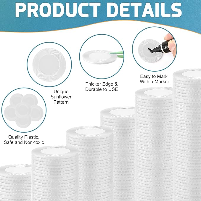 Coopay 600 Pieces Plastic Poker Chips Bingo Chip Bulk Learning Counters Disks Poker Card Game Counting Markers for Math Practice, Game Tokens and Teaching Rewards, 38 mm/ 1.5 Inches (White)