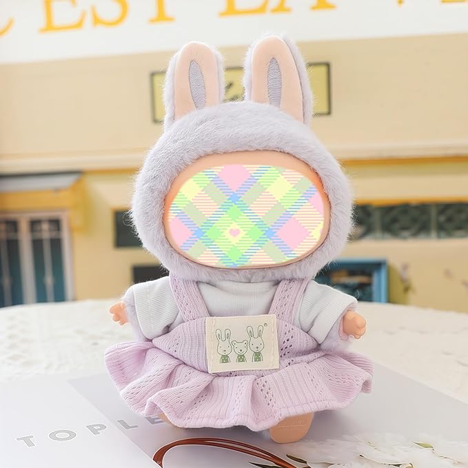 Clothes for Dolls Accessories (No Doll), Kawaii Shirt Skirt Outfit Set 2 Pieces for 15cm 17cm Doll Suit, Stylish Dress Up Doll Clothing Set Replacement Purple