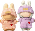 2 Sets for Clothes 17cm/15cm Outfits (4 Pieces) Accessories Handcrafted Crochet Doll Clothes for Fashion Designer Ropa Collection with Hats & Sweater Pink & Purple