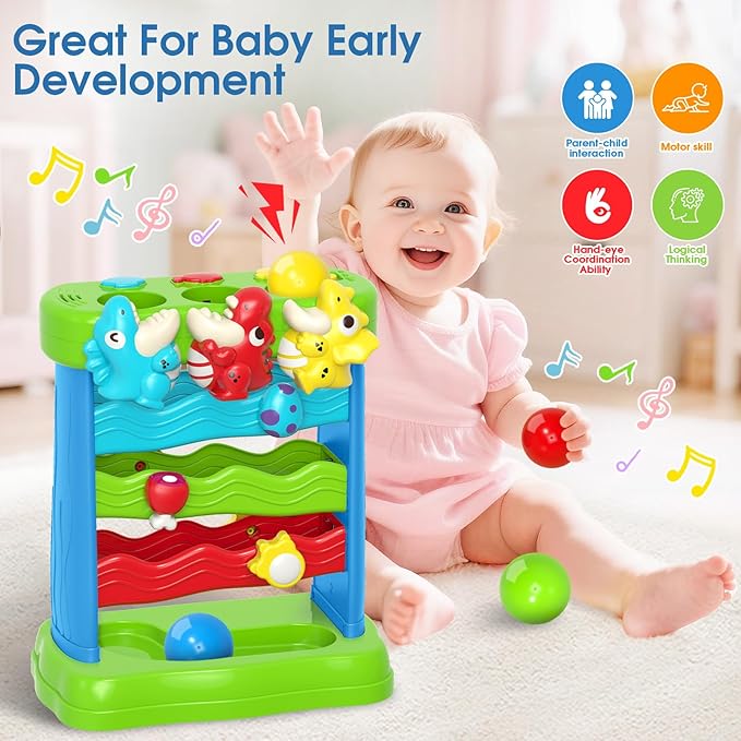 LACCHOUFEE Feed The Dinosaur, Interactive Toddlers Toy, 1+ Year Old Baby Boys & Girls Gift, Musical Toys for Infant One Year Birthday Present, Babies Ages 6-12-18-24 Months Education Learning Toys