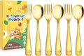 DRKIO Stainless Steel Toddler Utensils Set - 6 Pieces Kids Silverware Set Children Safe Food Grade Small Forks and Spoons Dishwasher Safe Mirror Polished