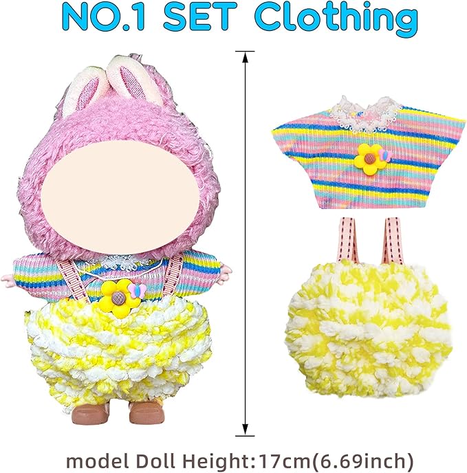 4 Pack—17cm Doll Clothes,Premium Doll Outfit with Accessories,Doll Princess Skirt,Cute Clothes Outfit for 17cm Dolls,End Dolls Fashion Clothing Set(No Dolls and Shoes) (Set N)