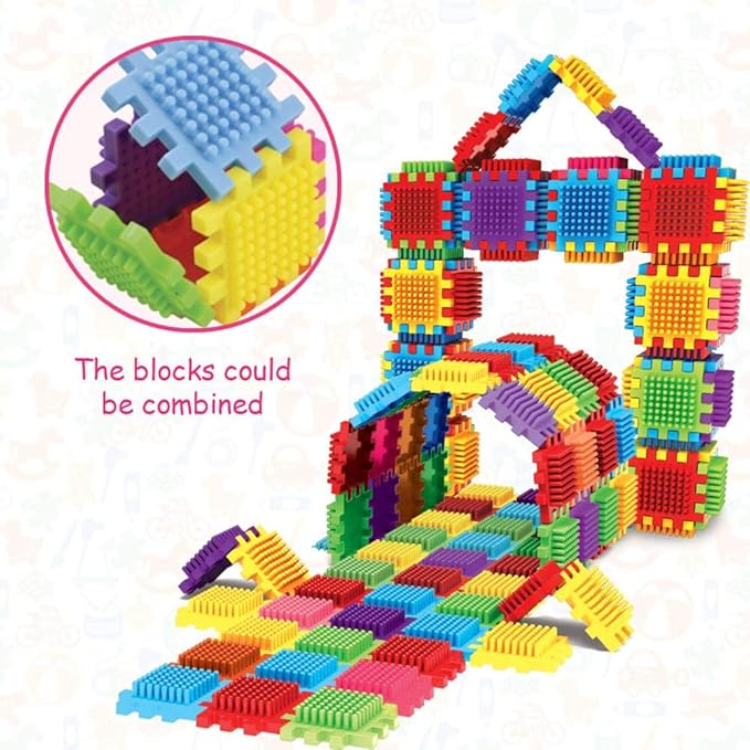 Dimple 2 Sets of 60 Blocks Total 720-Piece Set Large Stacking Blocks and Interconnecting Building Set for Boys & Girls, Great Toy for Child Development for Kids and Toddlers