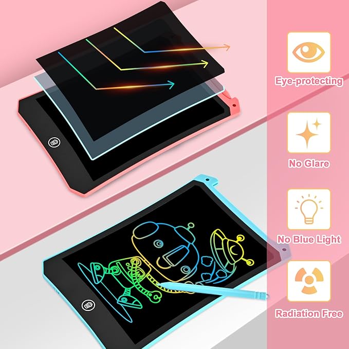 cimetech LCD Writing Tablet, 2 Pack Toddler Kids Toys, 8.5 Inch Drawing Pad Coloring Books, Travel Essentials Activities, Christmas Stocking Stuffers Birthday Gifts for Girls Boys Age 3-8