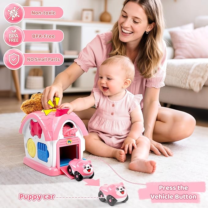 Marstone Toddler Toys for 1 Year Old Girl Gifts: Musical Bilingual Learning Toys for 1 2 3 Years Old Girls, Early Educational Baby Piano with Sound Light for 1st First Girl Boy Kids Birthday Gifts