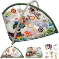 Baby Play Gym with 4 Developmental Zones – Tummy Time Mat & Activity Mat with 6 Sensory Toys, Visual Cards & Pillow – Baby Essentials & Ideal Gift for Newborns