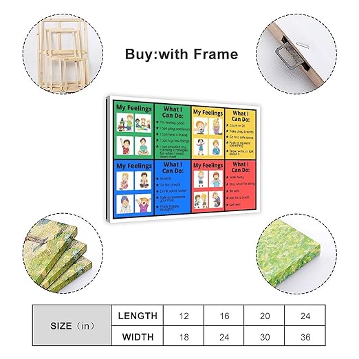 XIANF Self-Regulation, Zones of Self Regulation Calming Corner Poster EIdentifying Emotions, Autism ADHD Coping Strategies Canvas Poster for Classroom School Therapy Room Frame:24x36inch(60x90cm)