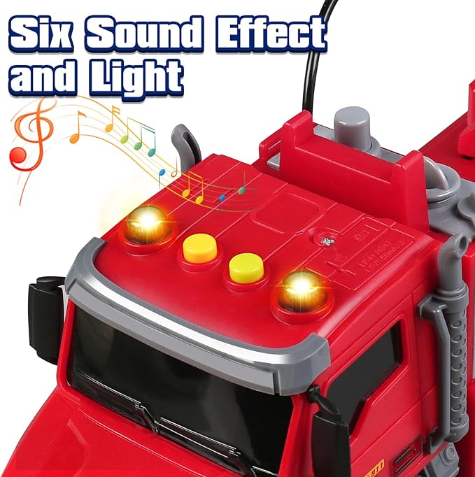 DWIRCTYS Kids Toys for 3 Years Old Boys,Friction Powered Fire Truck Toy with Lights and Sounds,Water Spray & Rotating Ladder,Birthday Gifts for Boys Girls