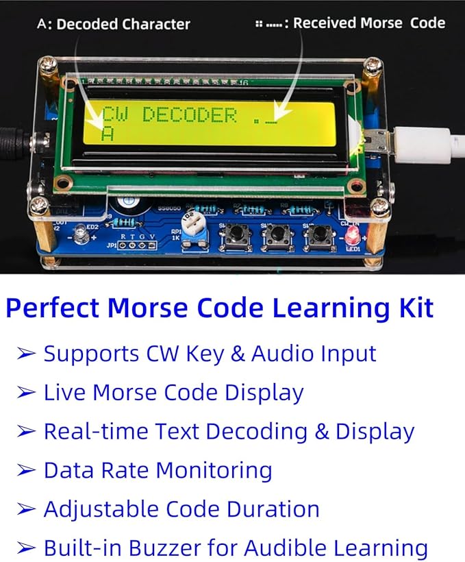 DIY Morse Code Trainer Soldering Practice kit, Complete Soldering Project kit with Components, PCB & Enclosure, Perfect for Electronics Enthusiasts & Beginners