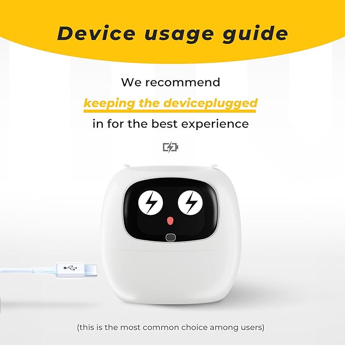 Smart pet Planter Robot Guidance on Plant Care with Emojis, Adorable Plant Companion with Rich Gesture Interaction, Neat Desk Setup Gift (Yellow)
