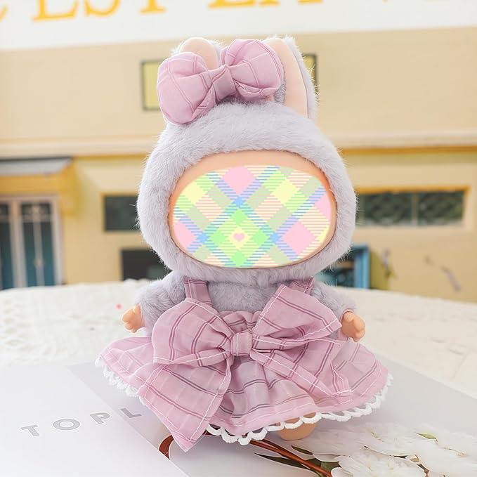 Clothes for Dolls Accessories (No Doll), Kawaii Skirt Outfit Set 2 Pieces for 15cm 17cm Doll Suit, Stylish Dress Up Bowknot Doll Clothing Set Replacement Purple